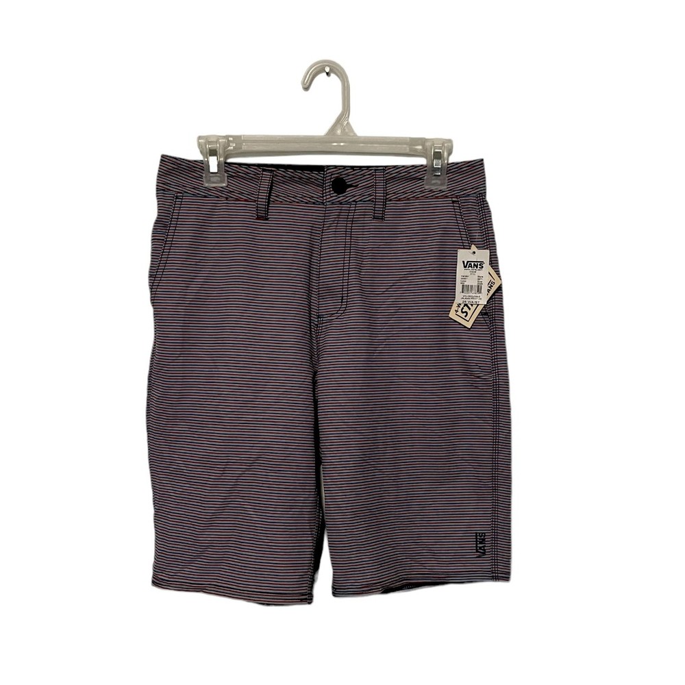 Vans Hybrid Shorts Mens 28 Red Blue Striped Casual Stretch Swim Deck Siders NEW